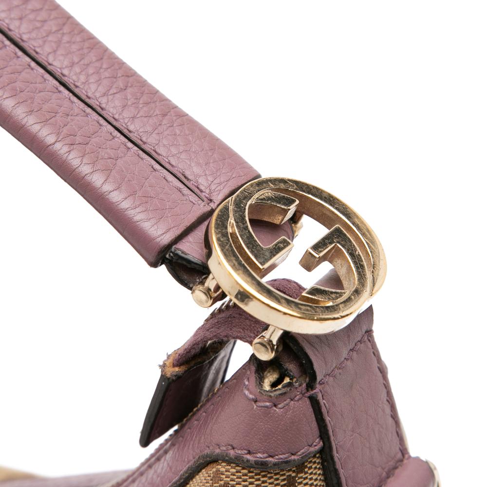 Gucci B Gucci Brown Beige with Pink Canvas Fabric Small GG Miss GG Hobo Italy