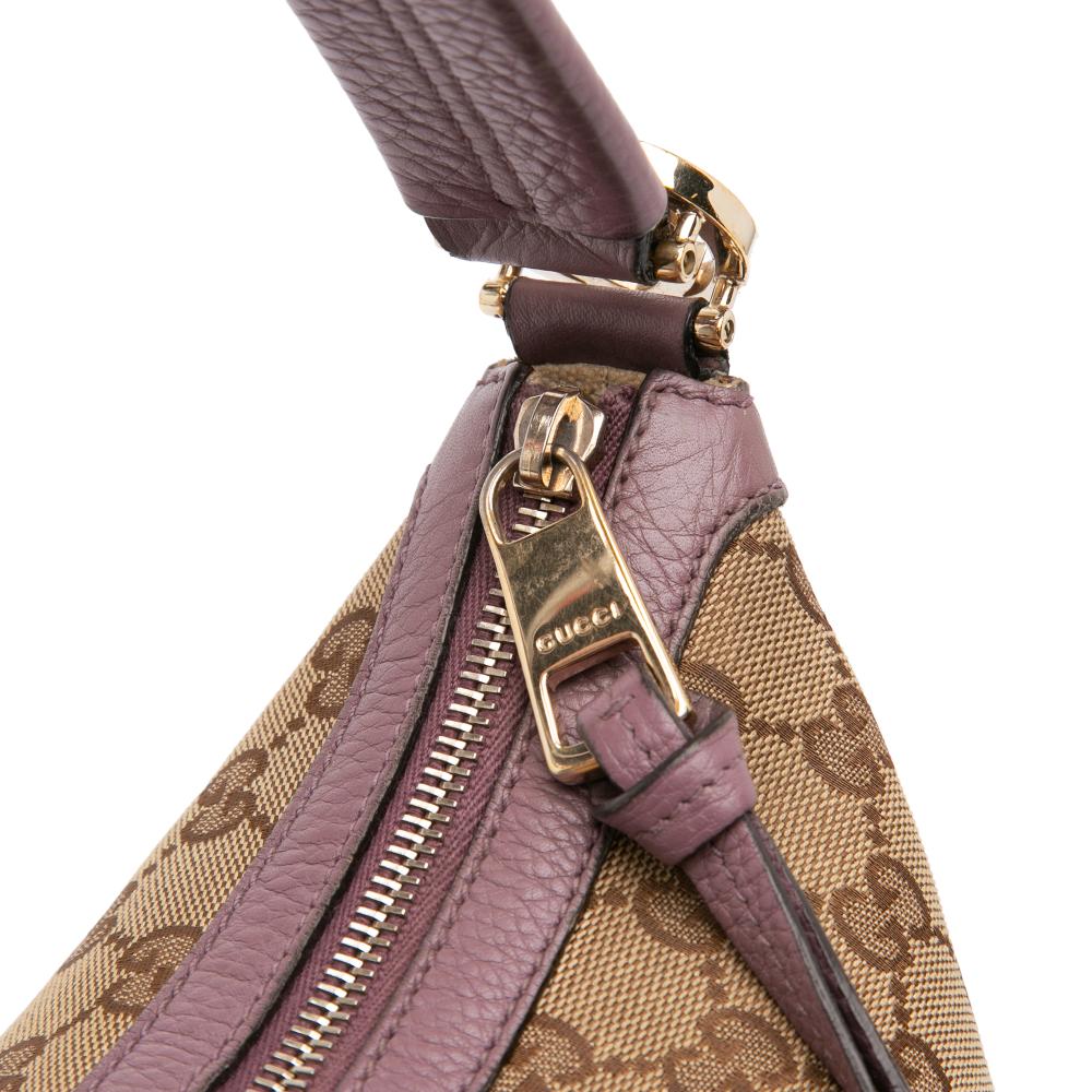 Gucci B Gucci Brown Beige with Pink Canvas Fabric Small GG Miss GG Hobo Italy