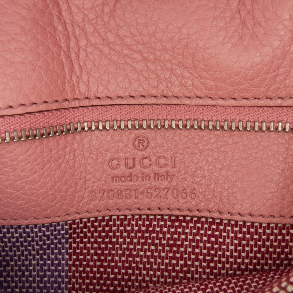 Gucci B Gucci Pink Calf Leather Medium Bamboo Daily Satchel Italy