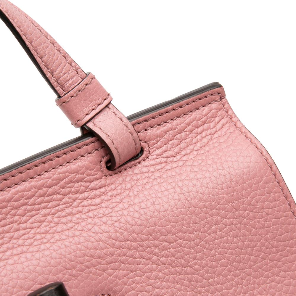 Gucci B Gucci Pink Calf Leather Medium Bamboo Daily Satchel Italy