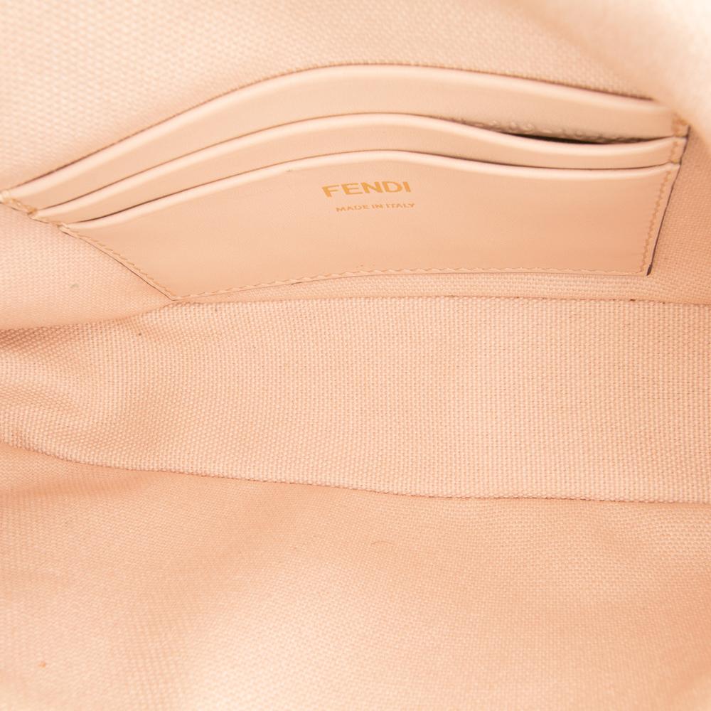 Fendi B Fendi Pink Canvas Fabric Mini Zucca Embroidered Baguette Satchel Italy