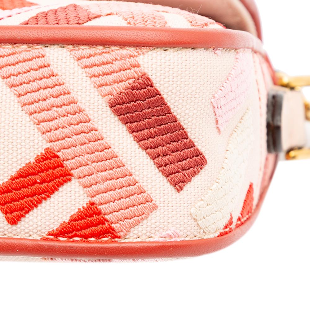 Fendi B Fendi Pink Canvas Fabric Mini Zucca Embroidered Baguette Satchel Italy