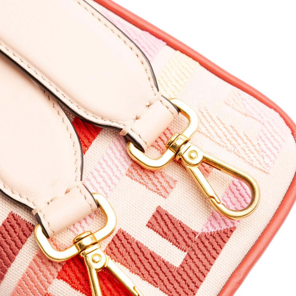 Fendi B Fendi Pink Canvas Fabric Mini Zucca Embroidered Baguette Satchel Italy