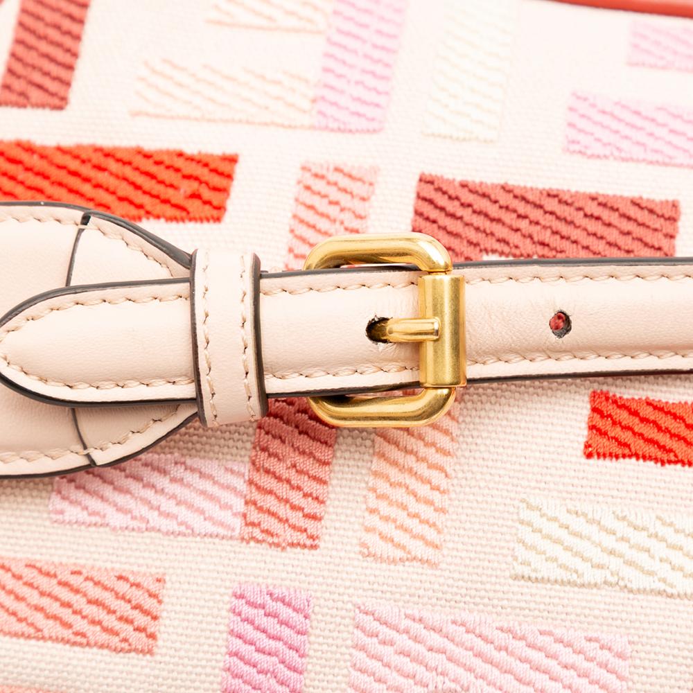 Fendi B Fendi Pink Canvas Fabric Mini Zucca Embroidered Baguette Satchel Italy