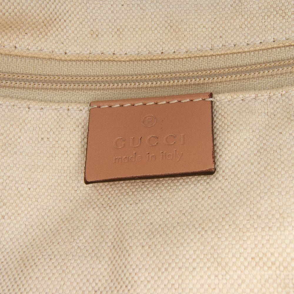 Gucci B Gucci Brown Beige Canvas Fabric Diamante Sukey Satchel Italy