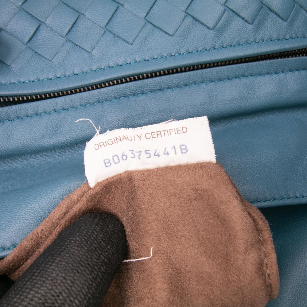 Bottega Veneta B Bottega Veneta Blue Nappa Leather Leather Mini Nappa Intrecciato Expandable Chain Crossbody Italy