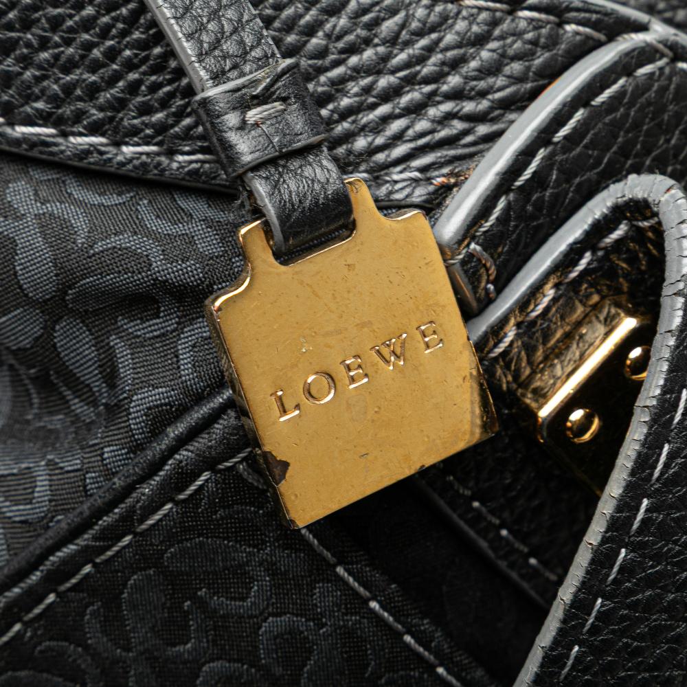 Loewe B LOEWE Black Canvas Fabric Anagram Tote China