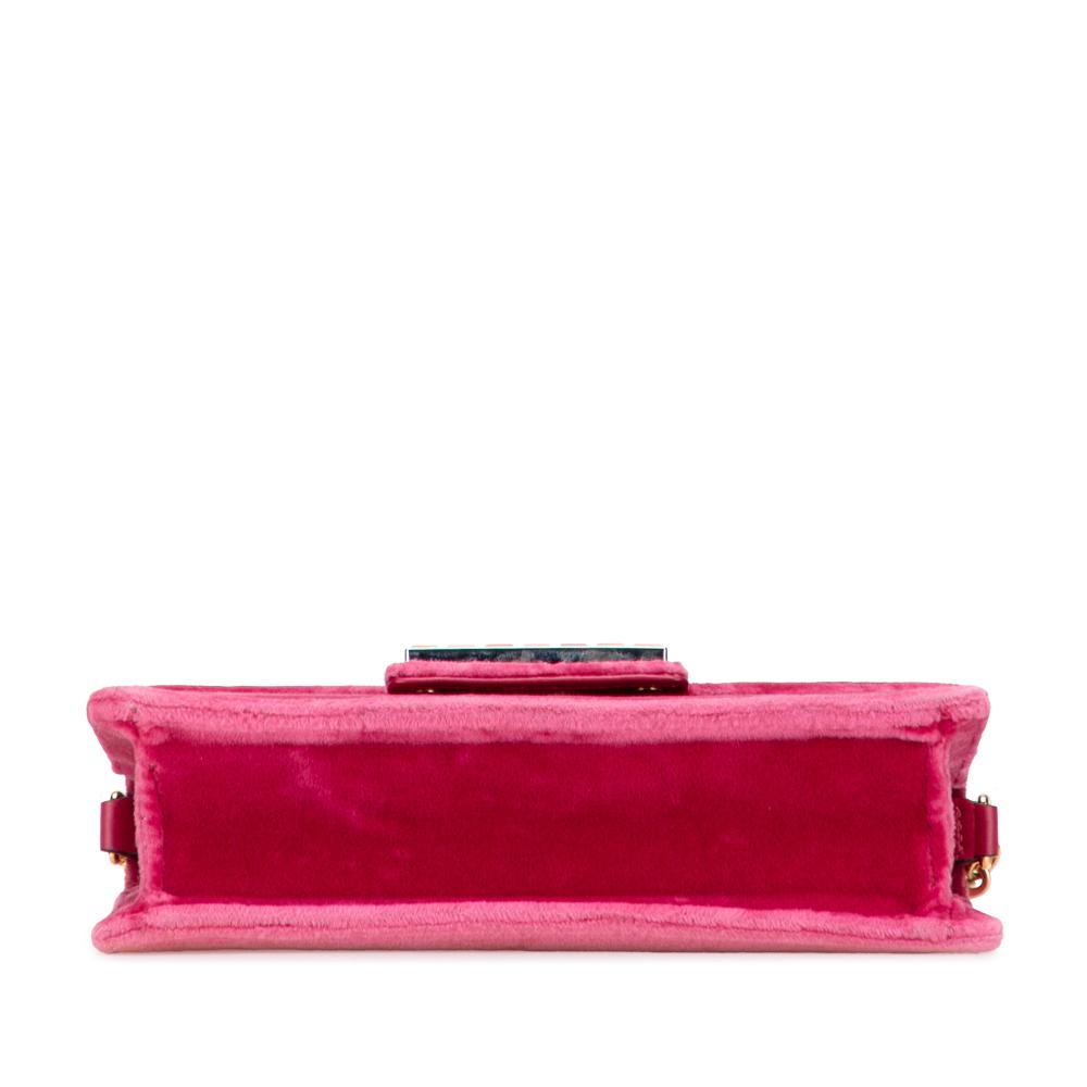 Gucci B Gucci Pink Dark Pink Velvet Fabric Crystal GG Broadway Crossbody Italy