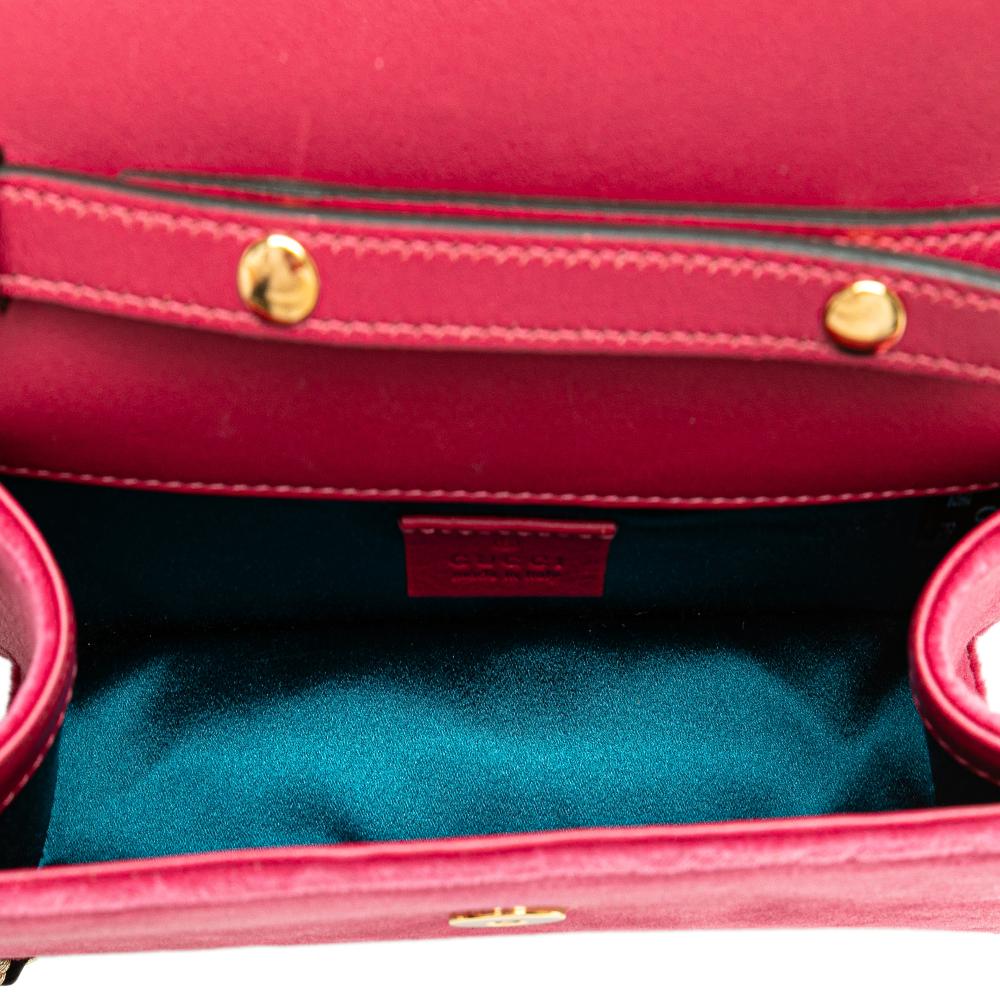 Gucci B Gucci Pink Dark Pink Velvet Fabric Crystal GG Broadway Crossbody Italy