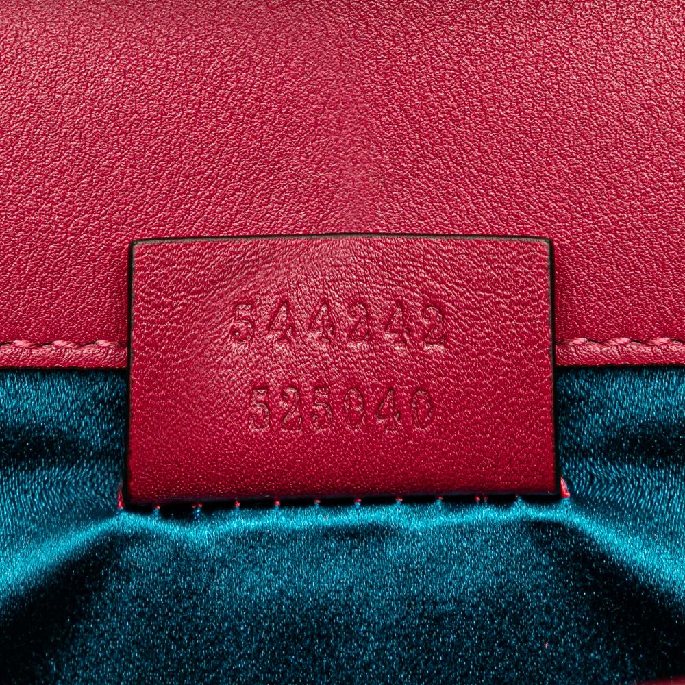 Gucci B Gucci Pink Dark Pink Velvet Fabric Crystal GG Broadway Crossbody Italy