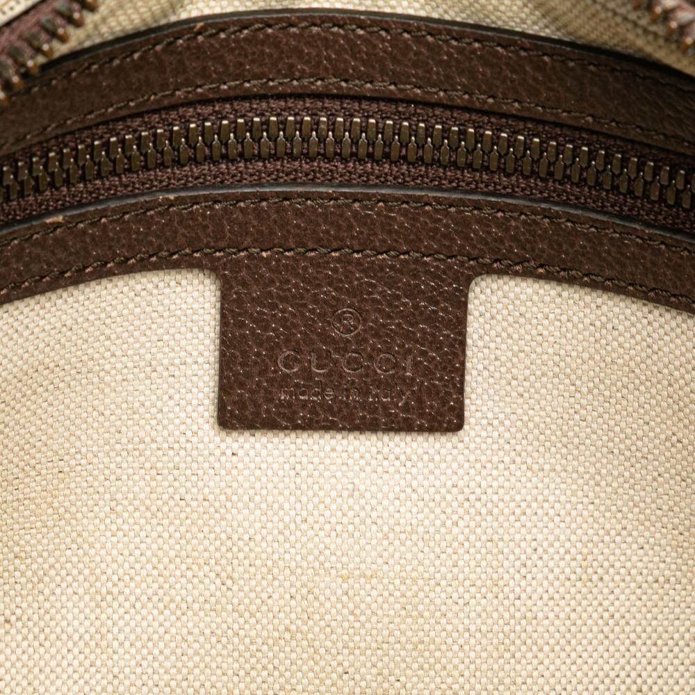 Gucci B Gucci Brown Beige Coated Canvas Fabric Small GG Supreme Ophidia Belt Bag Italy