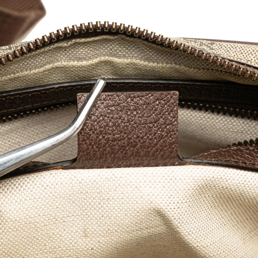 Gucci B Gucci Brown Beige Coated Canvas Fabric Small GG Supreme Ophidia Belt Bag Italy