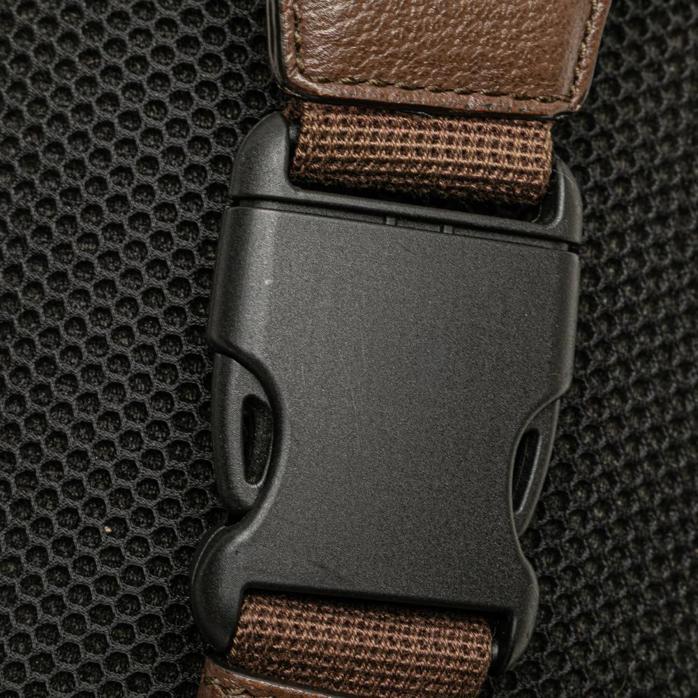 Gucci B Gucci Brown Beige Coated Canvas Fabric Small GG Supreme Ophidia Belt Bag Italy