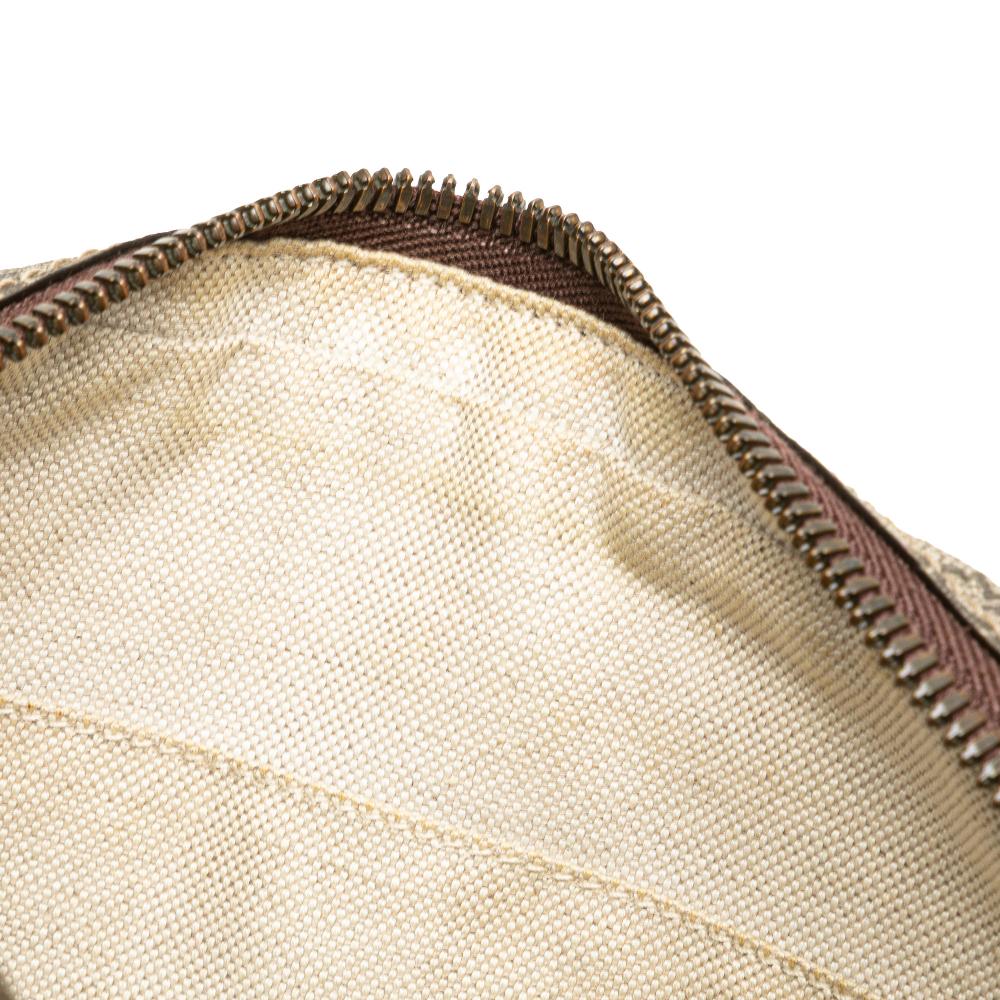 Gucci B Gucci Brown Beige Coated Canvas Fabric Small GG Supreme Ophidia Belt Bag Italy