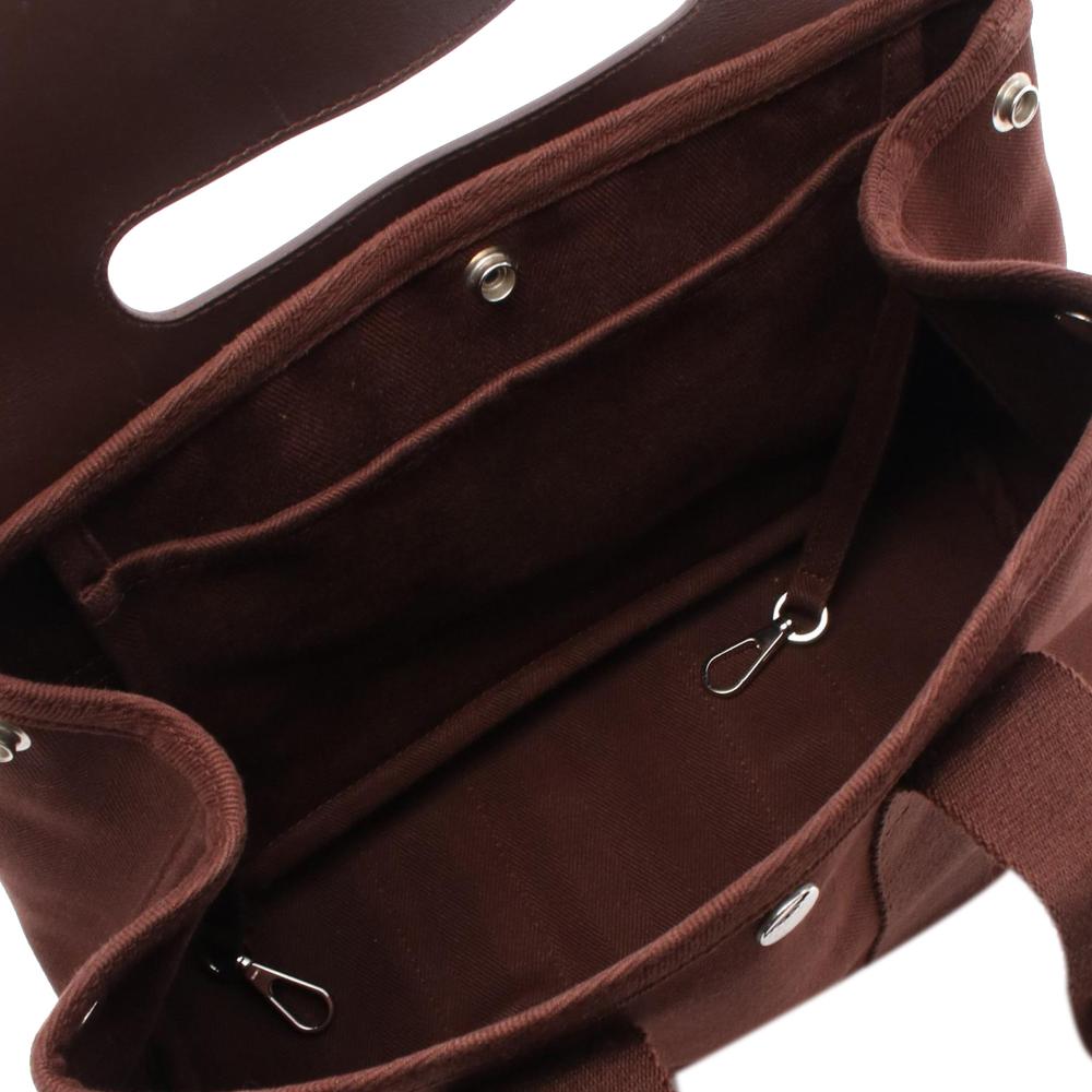 Hermès AB Hermès Brown Dark Brown Canvas Fabric Toile and Swift Valparaiso PM France