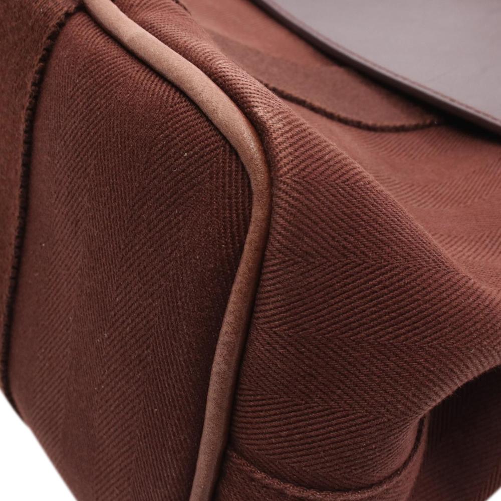Hermès AB Hermès Brown Dark Brown Canvas Fabric Toile and Swift Valparaiso PM France