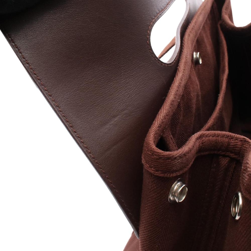Hermès AB Hermès Brown Dark Brown Canvas Fabric Toile and Swift Valparaiso PM France