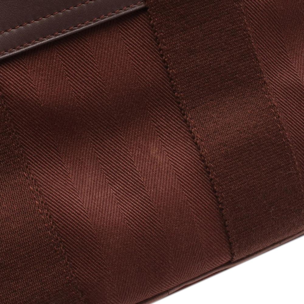 Hermès AB Hermès Brown Dark Brown Canvas Fabric Toile and Swift Valparaiso PM France