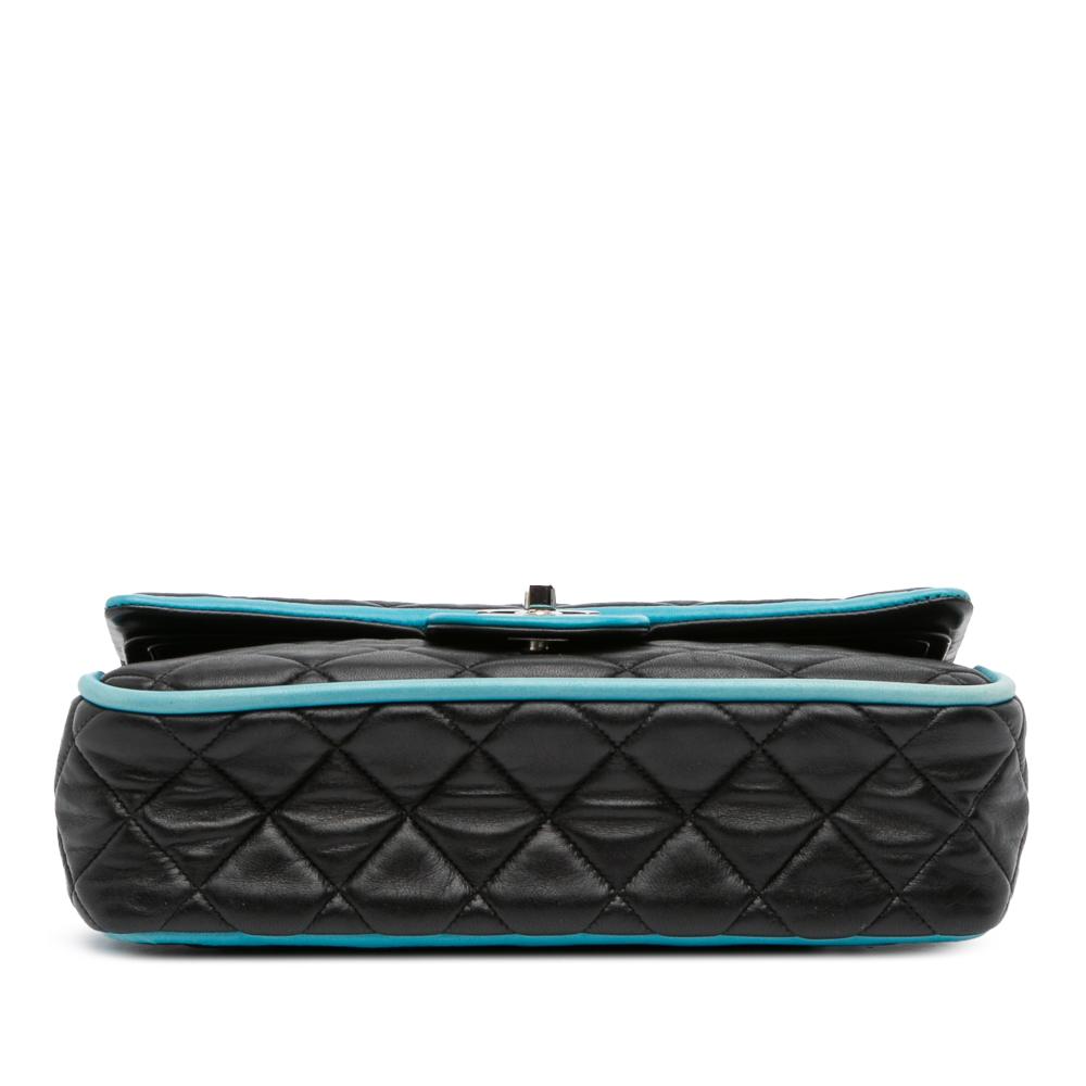 Chanel B Chanel Black Lambskin Leather Leather Medium Classic Bicolor Lambskin Double Flap France