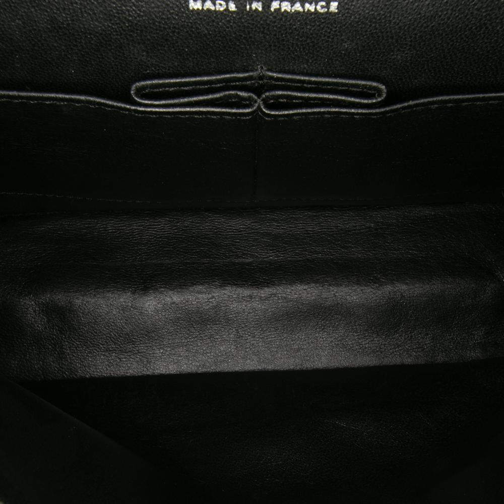 Chanel B Chanel Black Lambskin Leather Leather Medium Classic Bicolor Lambskin Double Flap France