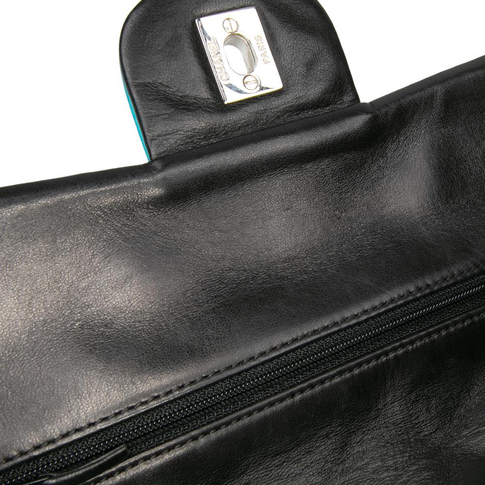 Chanel B Chanel Black Lambskin Leather Leather Medium Classic Bicolor Lambskin Double Flap France