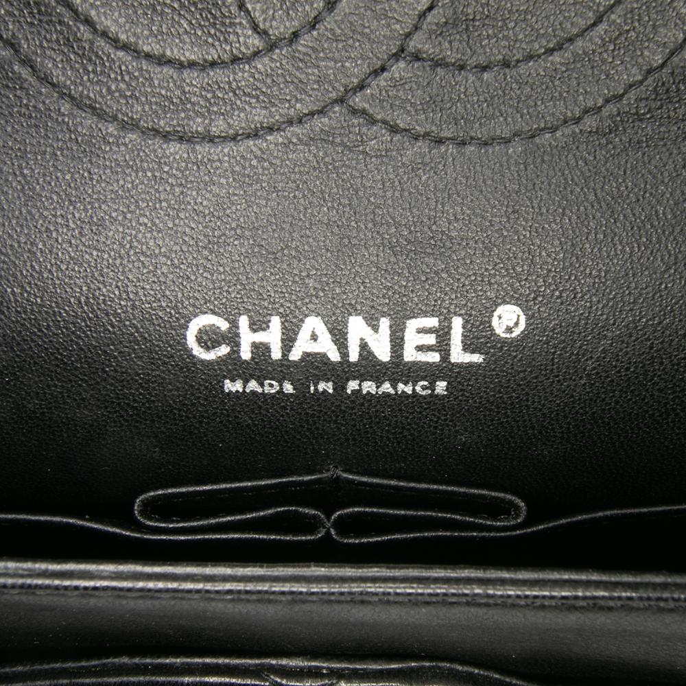 Chanel B Chanel Black Lambskin Leather Leather Medium Classic Bicolor Lambskin Double Flap France