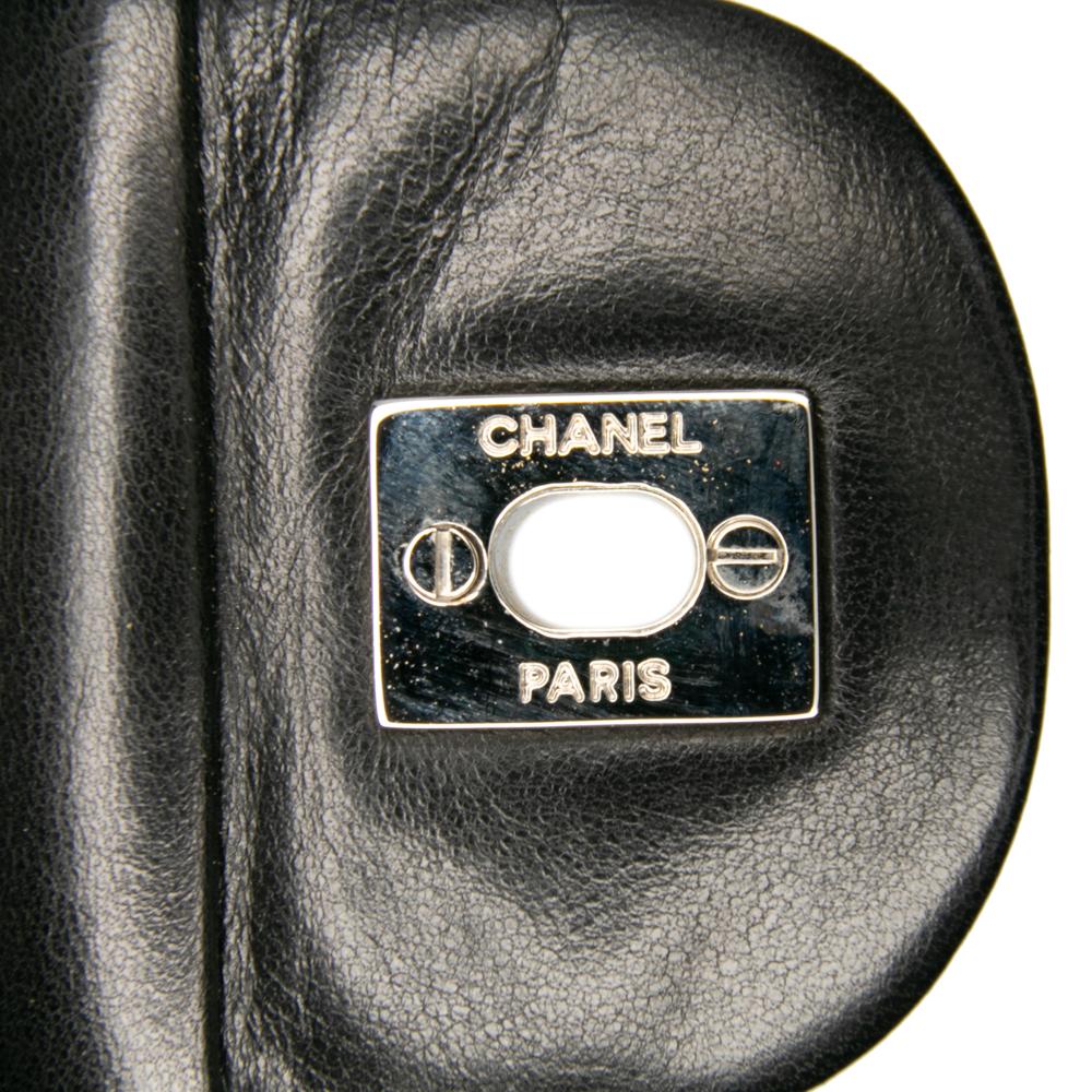 Chanel B Chanel Black Lambskin Leather Leather Medium Classic Bicolor Lambskin Double Flap France