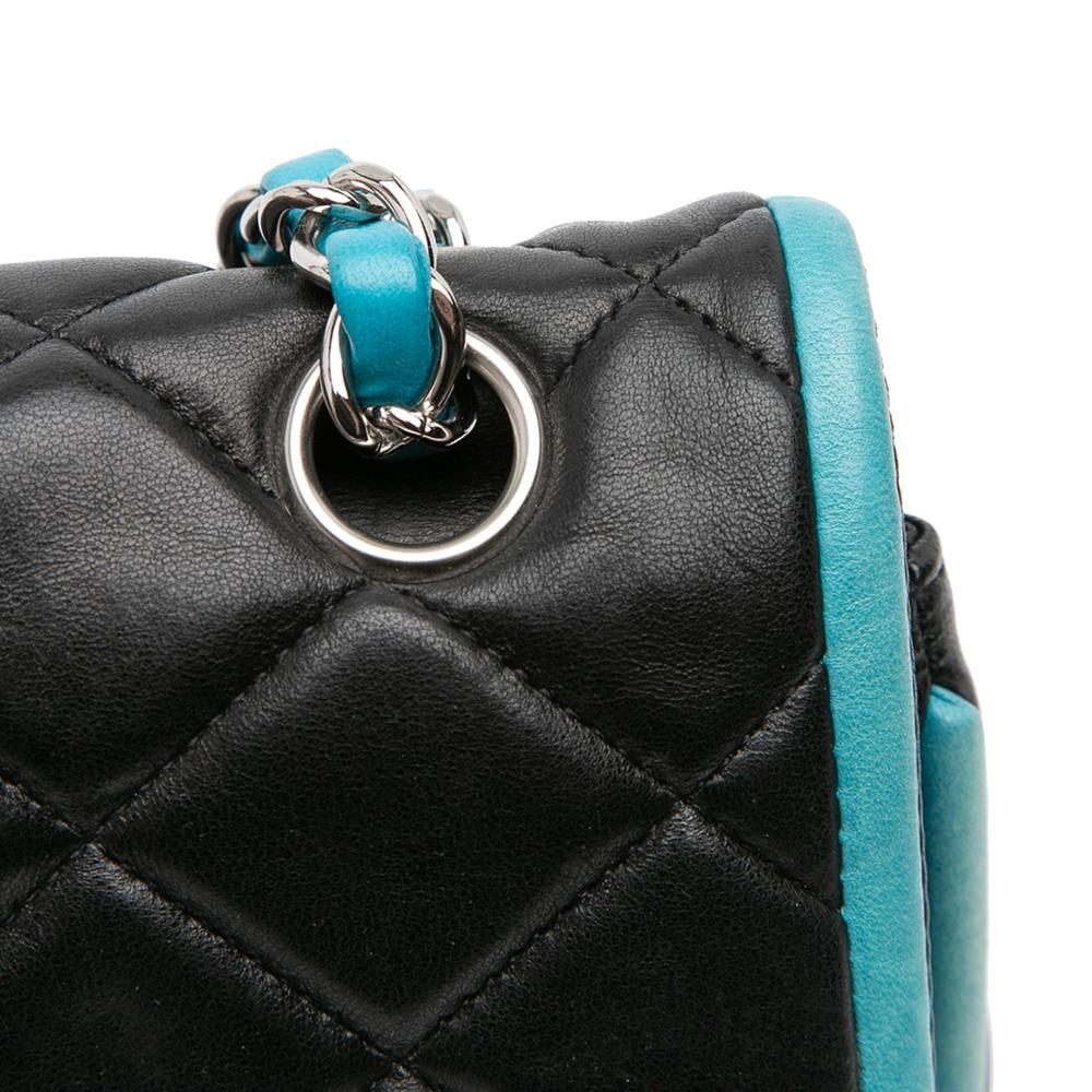 Chanel B Chanel Black Lambskin Leather Leather Medium Classic Bicolor Lambskin Double Flap France