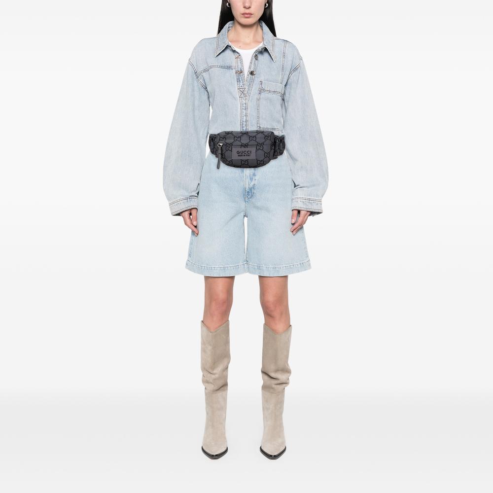 Gucci AB Gucci Gray Nylon Fabric GG Ripstop Belt Bag Italy