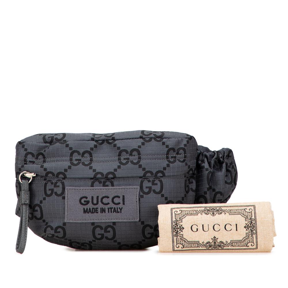 Gucci AB Gucci Gray Nylon Fabric GG Ripstop Belt Bag Italy