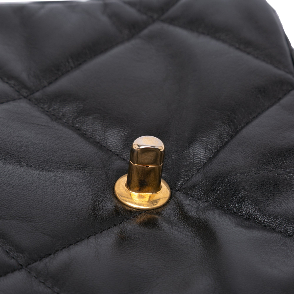 Chanel 19 Medium Lambskin Leather Matelassè Flap Handbag Black