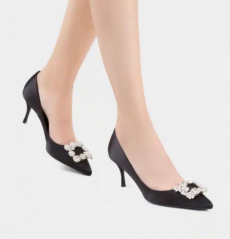 Roger Vivier Escarpins Fleur Strass aus Satin