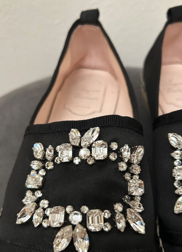 Roger Vivier Blumen Strass Satin Espadrillas