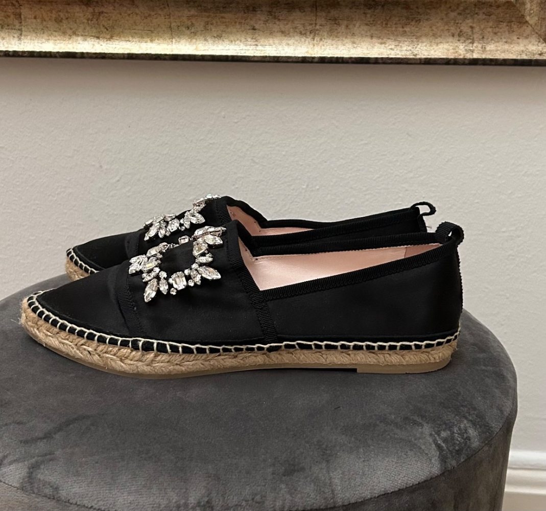 Roger Vivier Blumen Strass Satin Espadrillas