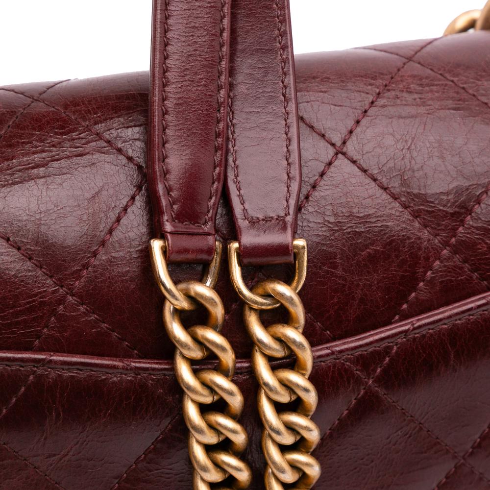 Chanel AB Chanel Red Burgundy Calf Leather Small Aged skin Straight Lined Flap Italy