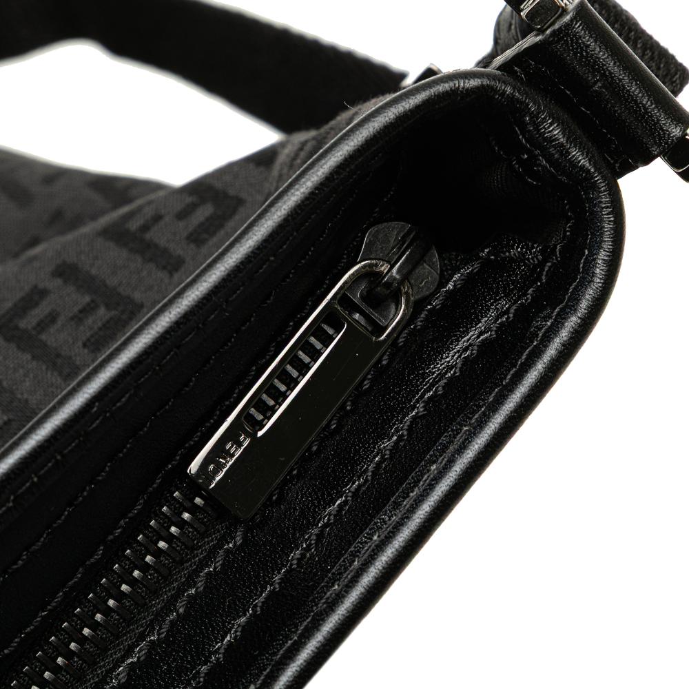 Fendi B Fendi Black Canvas Fabric Zucchino Crossbody Italy