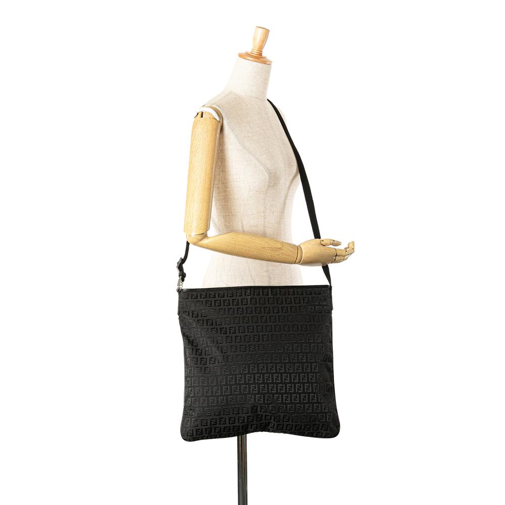 Fendi B Fendi Black Canvas Fabric Zucchino Crossbody Italy