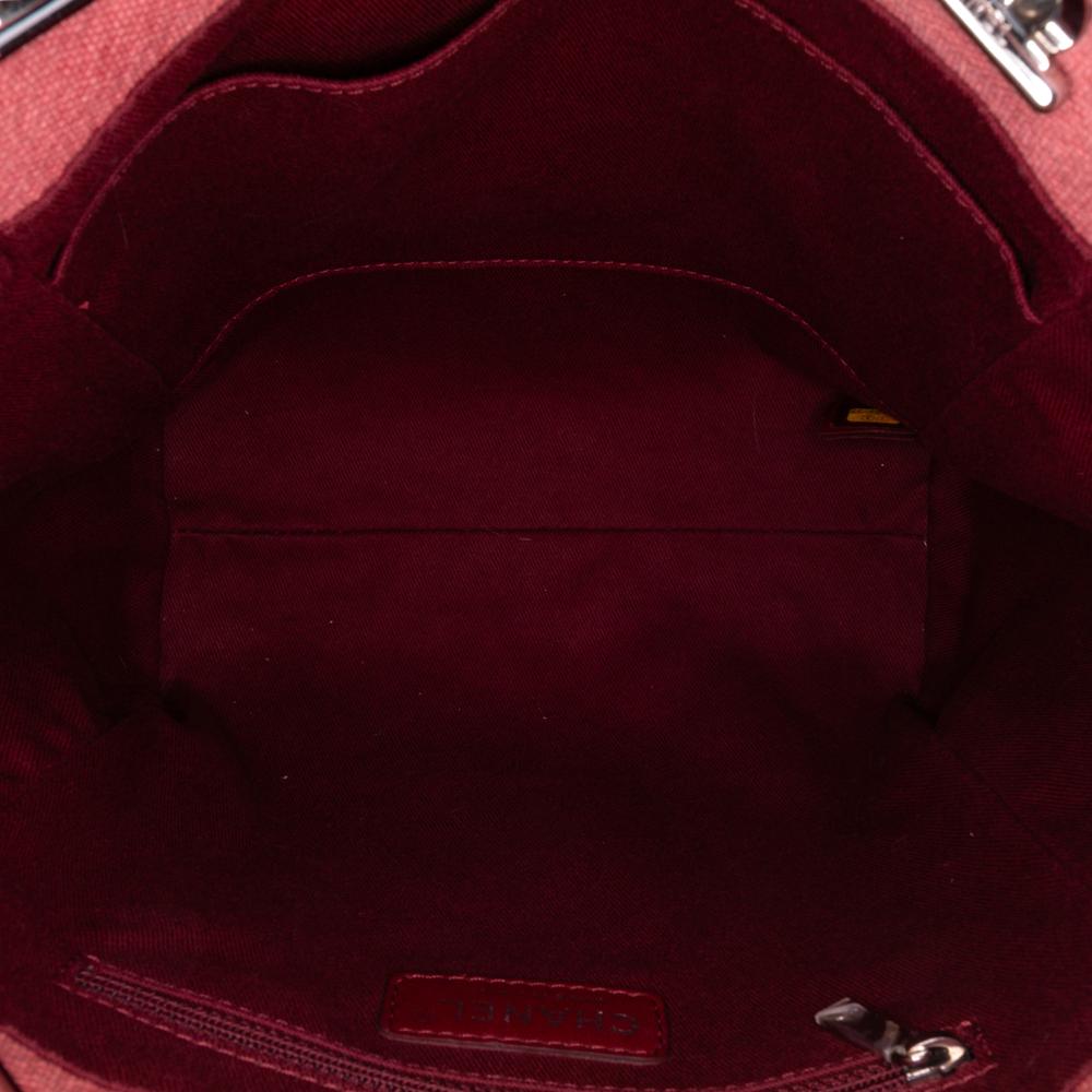 Chanel B Chanel Red Indian Red Canvas Fabric Mini Deauville Tote Italy