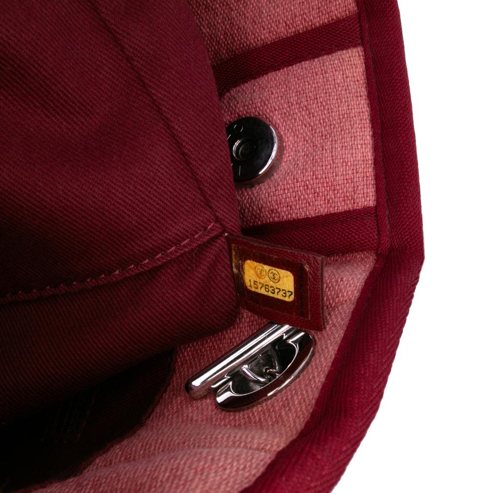 Chanel B Chanel Red Indian Red Canvas Fabric Mini Deauville Tote Italy