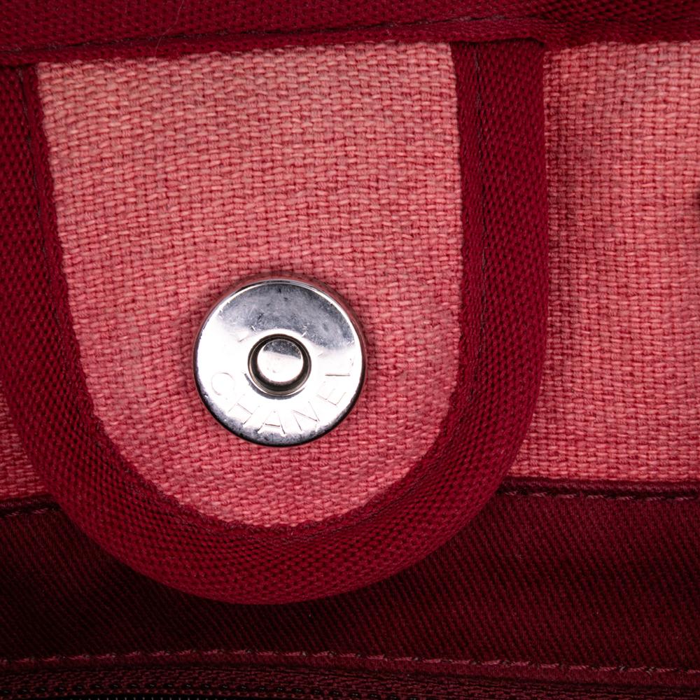 Chanel B Chanel Red Indian Red Canvas Fabric Mini Deauville Tote Italy