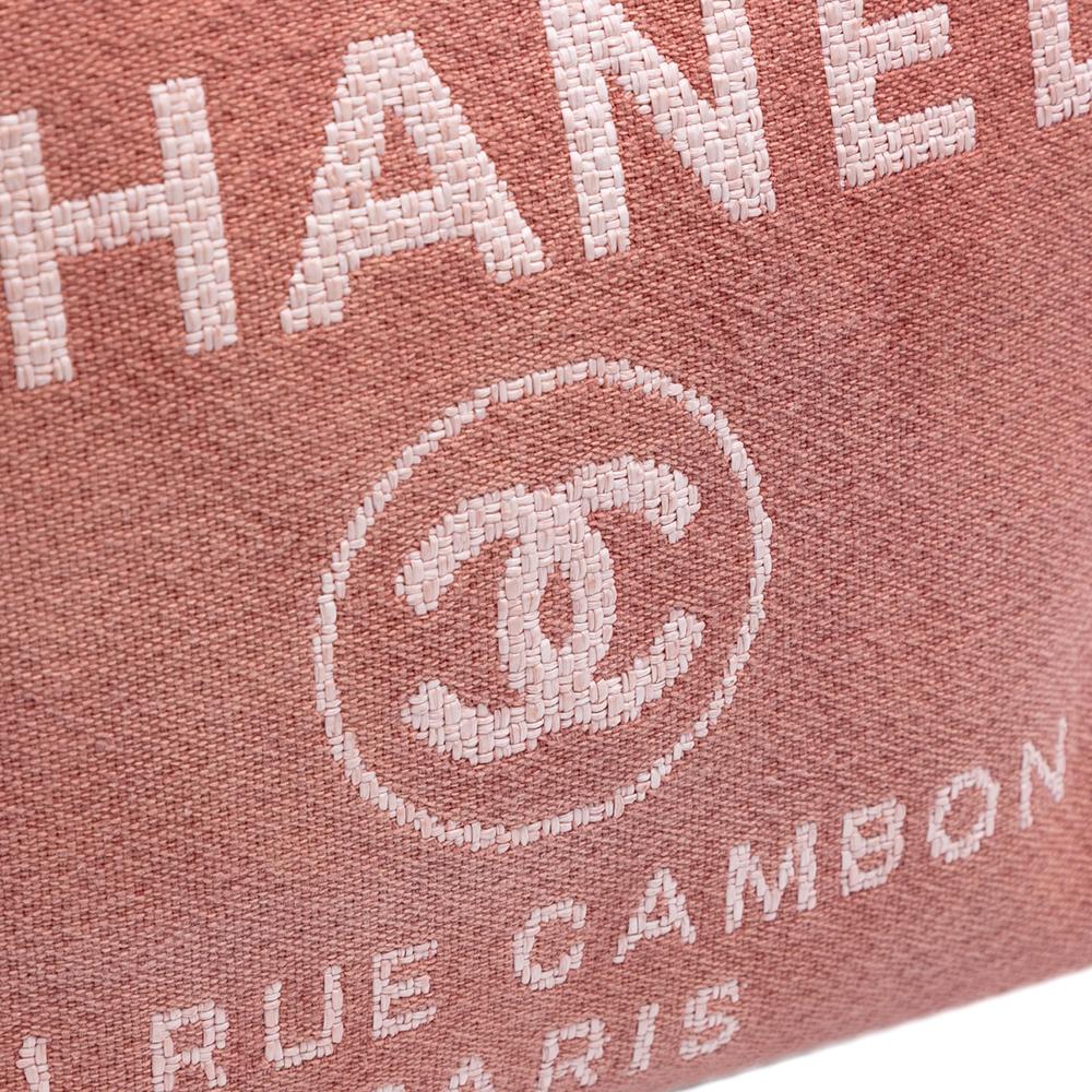 Chanel B Chanel Red Indian Red Canvas Fabric Mini Deauville Tote Italy