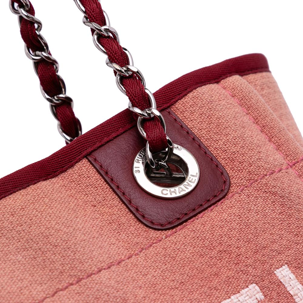 Chanel B Chanel Red Indian Red Canvas Fabric Mini Deauville Tote Italy