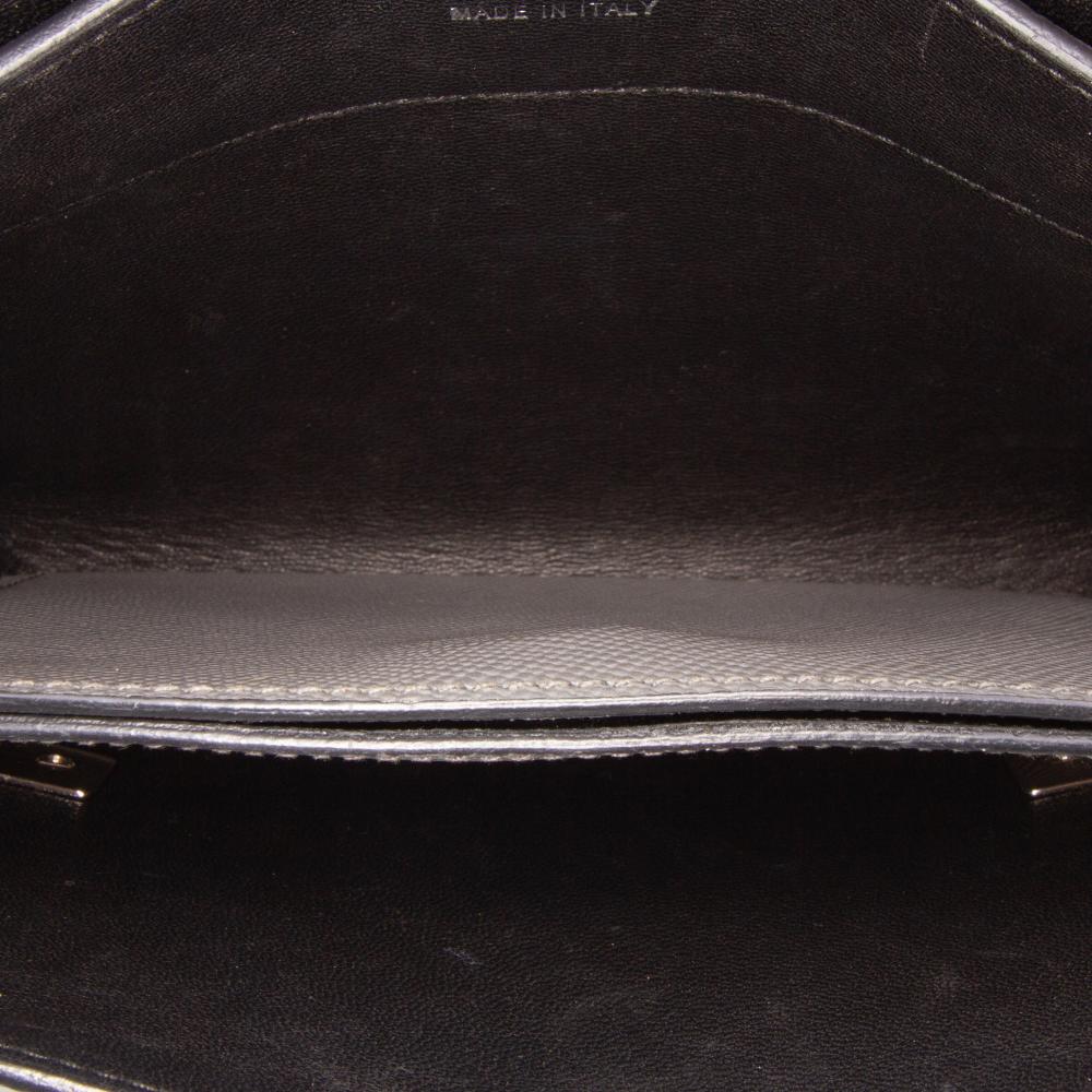 Prada B Prada Gray Saffiano Leather Cuir Twist Lock Chain Flap Italy