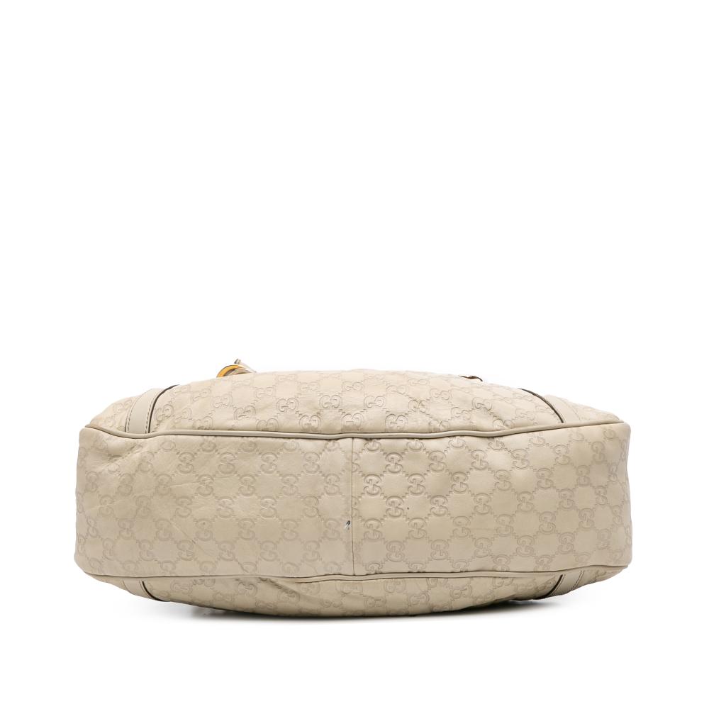 Gucci B Gucci White Ivory Calf Leather Guccissima Twins Shoulder Bag Italy