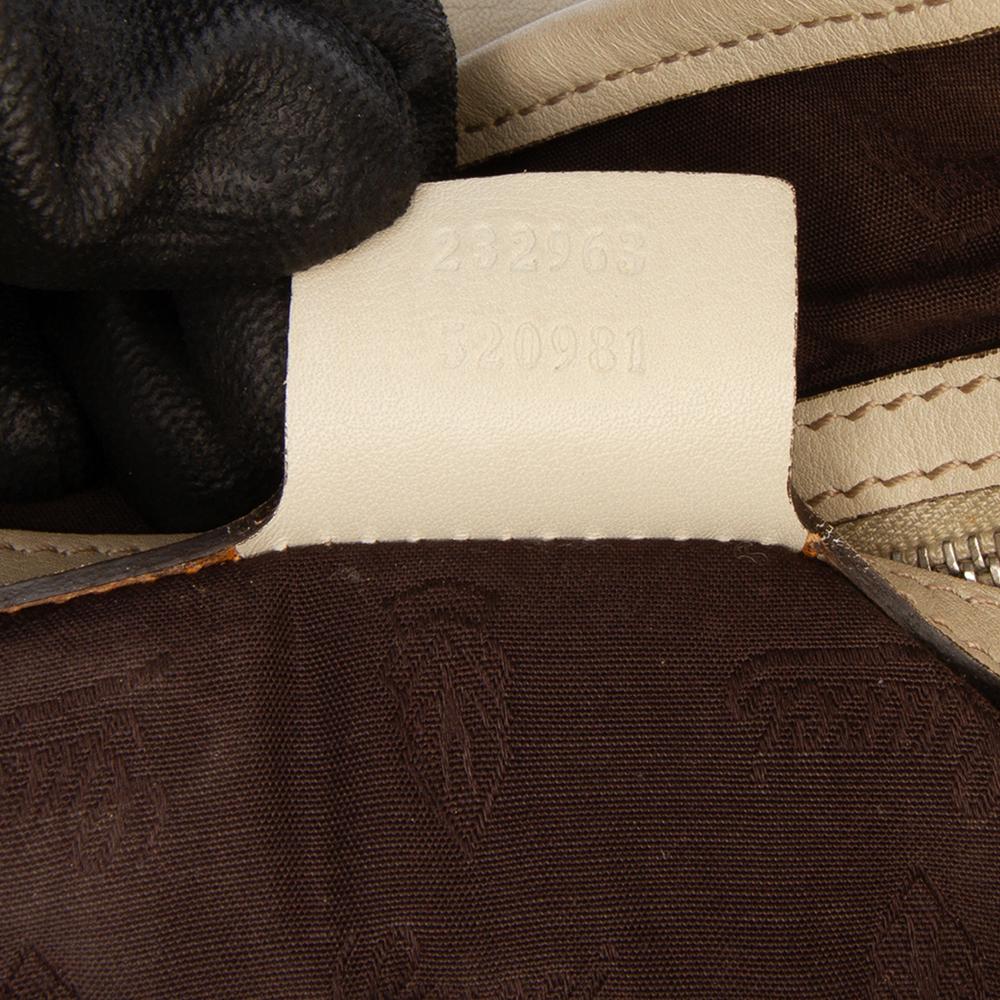 Gucci B Gucci White Ivory Calf Leather Guccissima Twins Shoulder Bag Italy