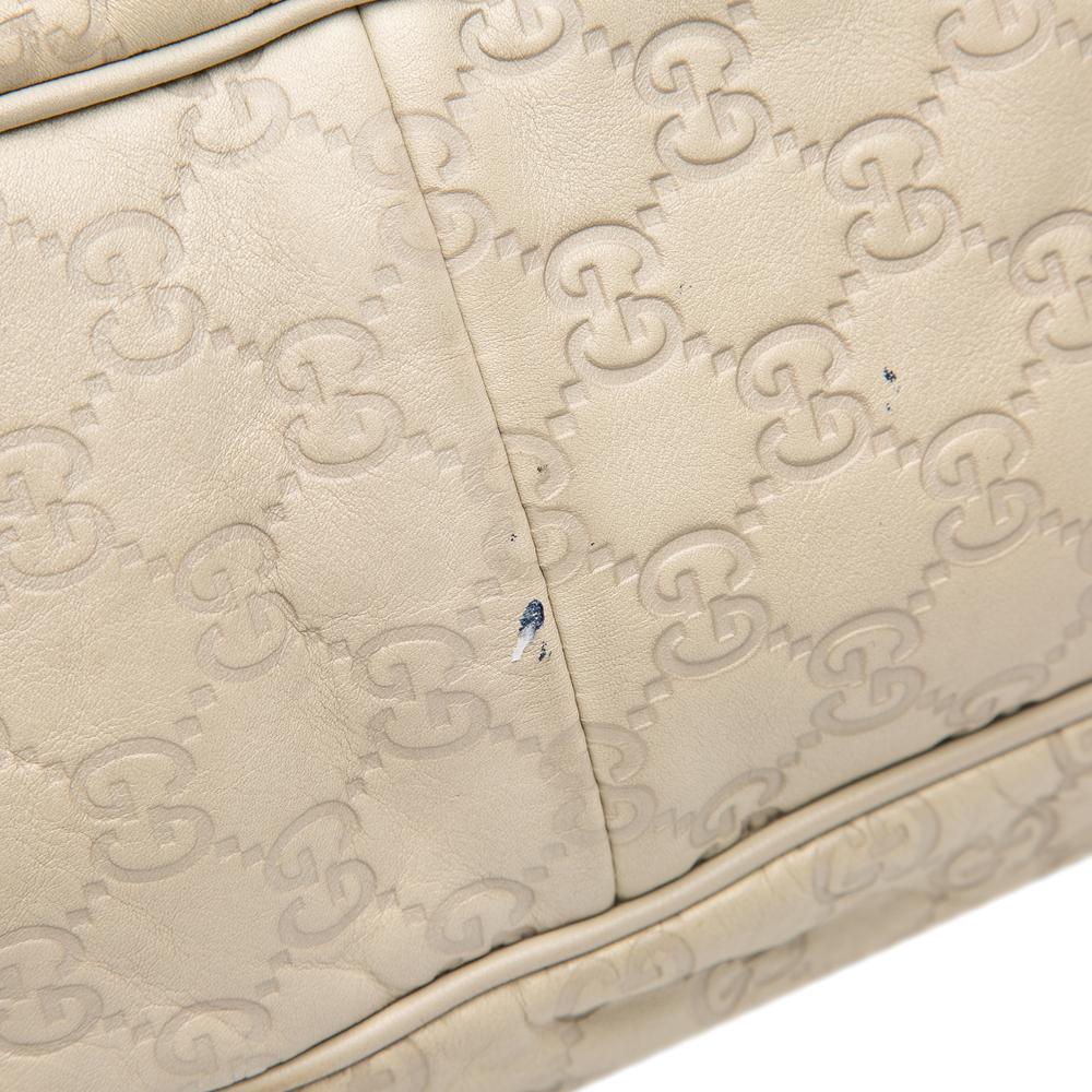 Gucci B Gucci White Ivory Calf Leather Guccissima Twins Shoulder Bag Italy