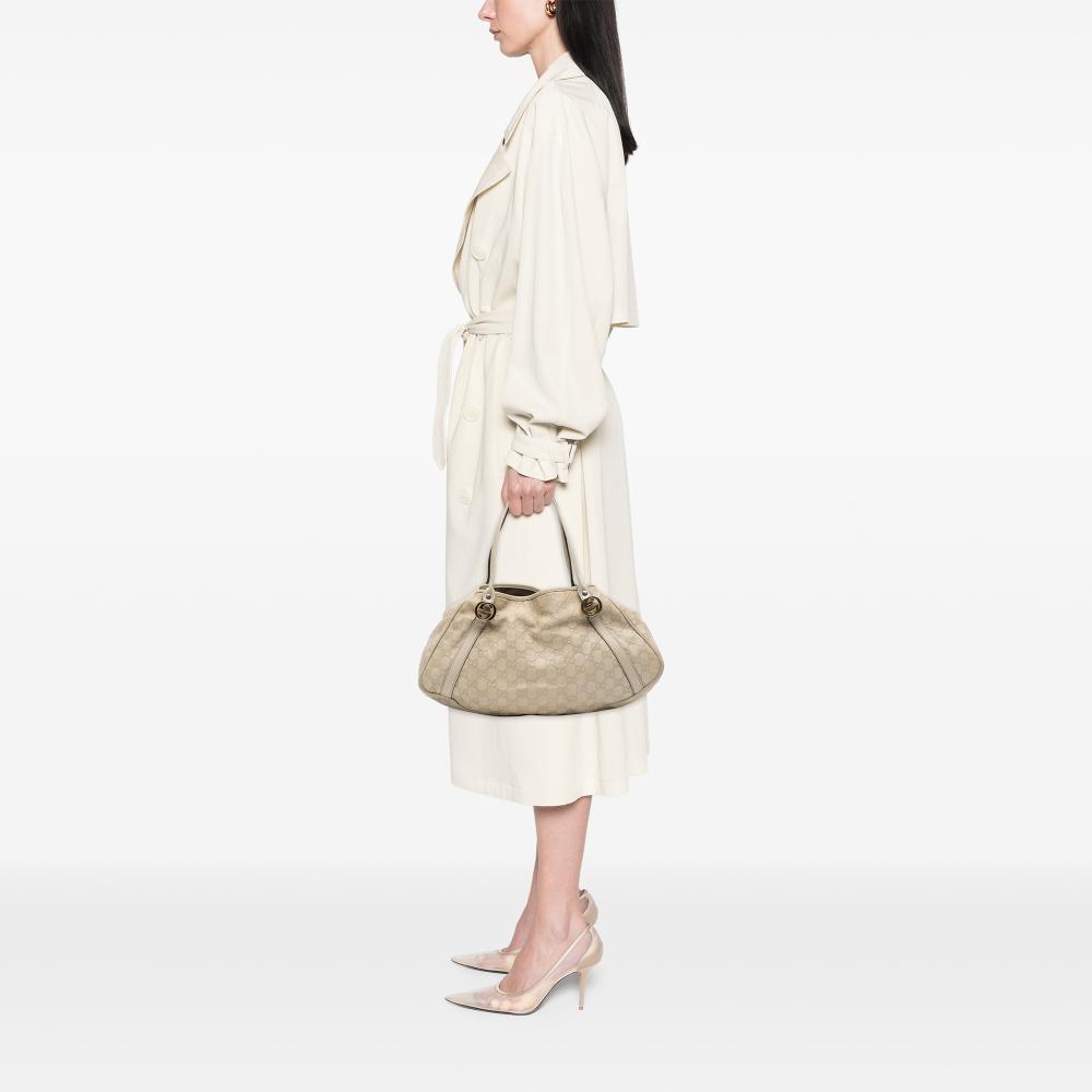 Gucci B Gucci White Ivory Calf Leather Guccissima Twins Shoulder Bag Italy