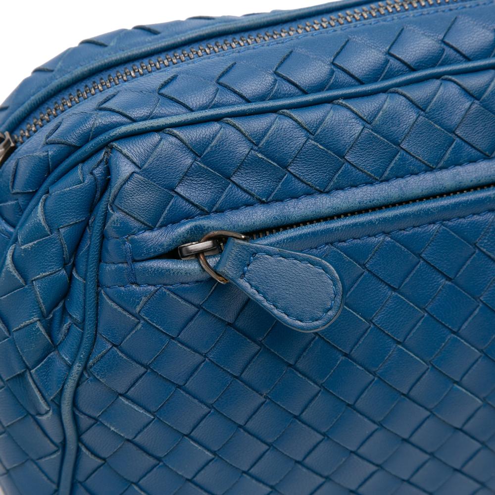 Bottega Veneta B Bottega Veneta Blue Nappa Leather Leather Nappa Intrecciato Crossbody Italy