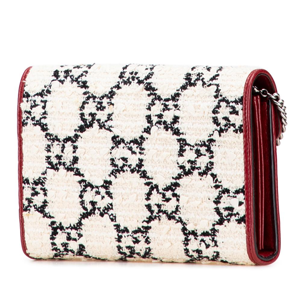 Gucci B Gucci White Tweed Fabric GG Dionysus Wallet on Chain Italy