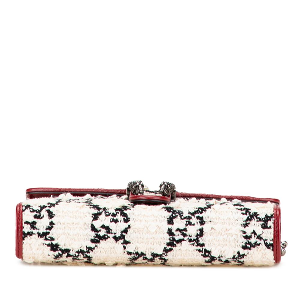 Gucci B Gucci White Tweed Fabric GG Dionysus Wallet on Chain Italy